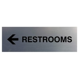 Signs ByLITA Basic Restrooms Left Arrow Directional Sign (Brushed Silver) - Large