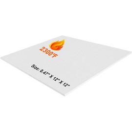 Ceramic Fiber Insulation Board - 0.47" Thick x 12" x 12" - 2300F Rated - Fireproof Insulation Board for Wood Stoves, Pizza Ovens, Forges, Kilns, Furnaces, Fireplaces, Boilers - Pack of 1