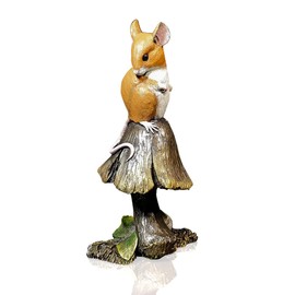 Richard Cooper Studio Cold Cast Bronze Mouse on Toadstool by Michael Simpson - Hand Painted 261BR