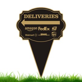 Double Sided Yard Sign, 10"x14" Reversible Arrow Direction Sign with Stake, Rust-Free Metal for Packages or Driveway, UV Printed Delivery Marker for Outdoor Use
