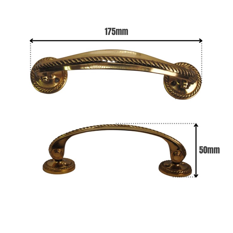 VIBE Georgian Bow Handle 175mm on Brass Pull Handle on