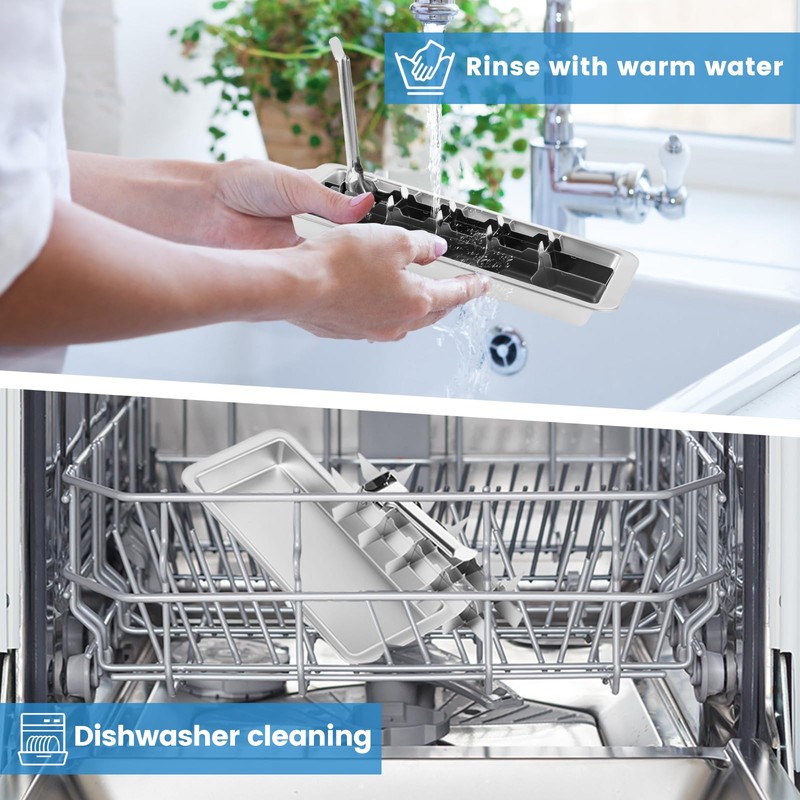 304 Stainless Steel Ice Cube Tray with Spoon and Easy