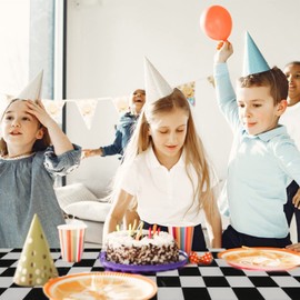 Thinp Pack of 2 Black White Checked Tablecloths, 137 x 274 cm, Black Checked Plastic Tablecloth, Racing Track Tablecloths, Tablecloth Racing with Checked Flag, for Racing Car Party Decorations