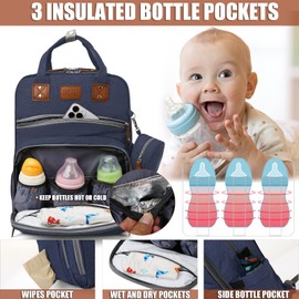 Heegel Baby Diaper Bag Backpack with Changing Station, best baby registry shower gifts, Baby Diaper Bags for Men and Women，Essential Gifts for New Parents of Babies（Dark Blue）