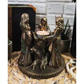Ebros Occultic Wiccan Triple Goddess Maiden Mother Crone Votive Candle Holder