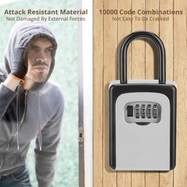 Fangflower Key Lock Box with Code, Combination Lockbox with 6 Key Capacity for House Key Storage, Combo Door Locker, Garage