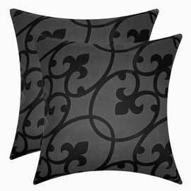 Set of 2 Luxton Lyde Grey Cushion Covers Home Decor Square Cushion Covers 45x45cm for Sofa Couch Living Bed Decoration (Charcoal Grey)
