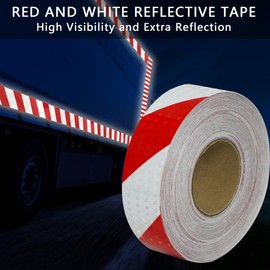 SWRT 2 Inch X 30 FT Reflective Tape Outdoor Waterproof Red & White Reflective Tape Strong Adhesive Caution Hazard Warning Tape Reflector Conspicuity Tape for Trailer Sign