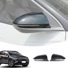 Lcojicep ABS Car Door Side Mirror Cover Trim Compatible with Hyundai Tucson/Santa Cruz 2022+ Side Rearview Mirror Cap Cover Exterior Protective Decoration Accessories (Carbon Fiber Pattern)