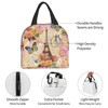 Duduho Paris Eiffel Tower Butterfly And Flowers Lunch Bag Compact