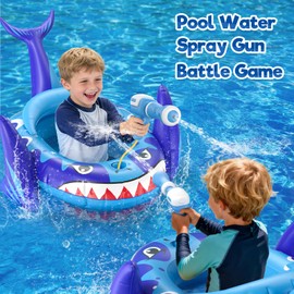 AZDYJL Kids Pool Floats with Water Gun, Shark Toddler Inflatable Pool Toys for Kids Age 3-8 Years Old, Summer Outdoor Water, Beach, Swimming Pool Toys Gift for Boys and Girls