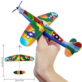 8" Airplane Toy,12 Different Designs Planes Toys For Boys,Foam Glider Planes Toys,Birthday Favors Lightweight Paper Airplanes,Individually Packed Outdoor Flying Toys,Party Favors For kids 8-12(12 PCS)