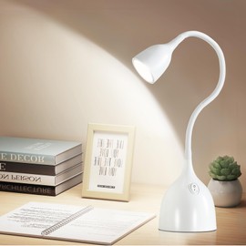 EJIAXIN Gooseneck Desk Lamp 360° LED Flexible Reading Light Small Desk Lamps for Small Spaces Home Office Bedroom College Dorm Desk Bookshelf Nightstand Table Lamp White