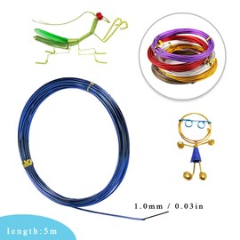 Sixfolo 5 m x 14 Rolls Craft Wire, Jewellery Wire, 1 mm Flexible Aluminium Wire, Colourful Flexible Aluminium Wire for Crafts, Flat Craft Wire for DIY Jewellery Making and Crafts