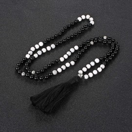 LIUANAN 108 Mala Beads 8mm Natural Bracelet Healing Gemstone Yoga Meditation Hand Knotted Mala Prayer Bead Necklace, 8mm, unknow