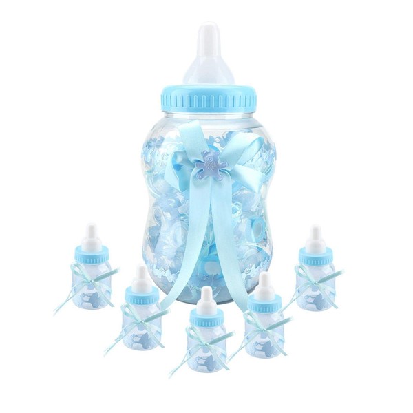 Cyrank Candy Bottles Gift Box, Candy Bottle Reusable, Candy Box 30 Bottles Blue, Baby Shower Decoration Boy, Baby Shower Gift Party Favours Baby Shower