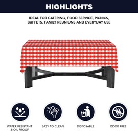 Party Essentials Premium Plastic Banquet Roll/Tablecover/Table Cloth, 40" x 100', Red Gingham