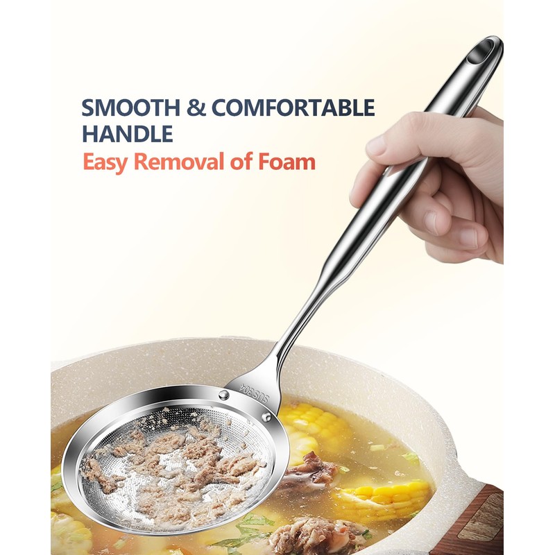 Fine Mesh Strainer - Oil Strainer Spoon for Bacon Grease