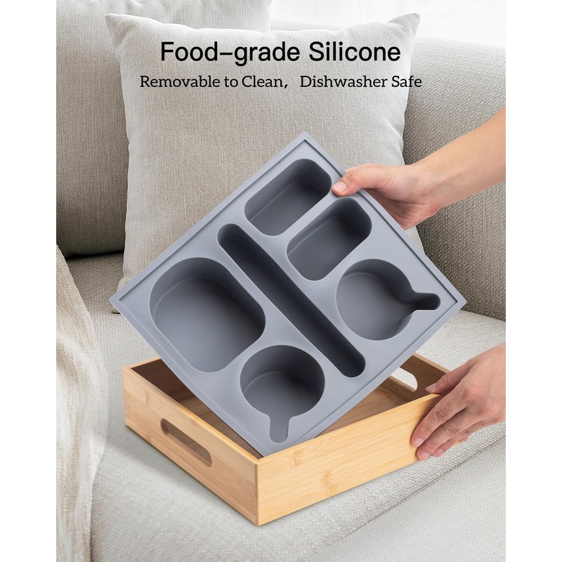 MsJelau Couch Cup Holder with Lid, Silicone Bed Caddy with