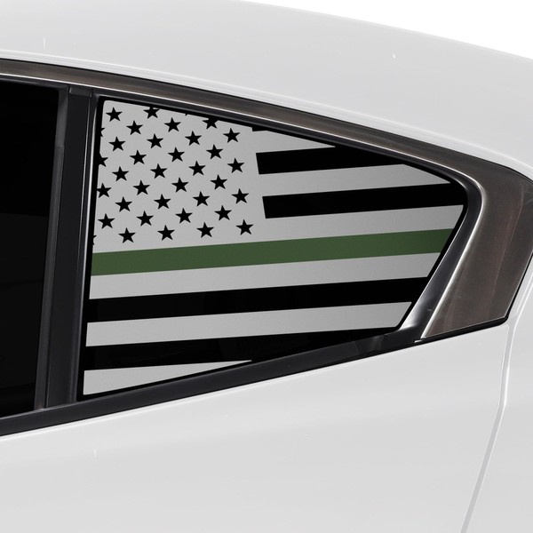 BOGAR TECH DESIGNS Precut Quarter Window American Flag Vinyl Decal