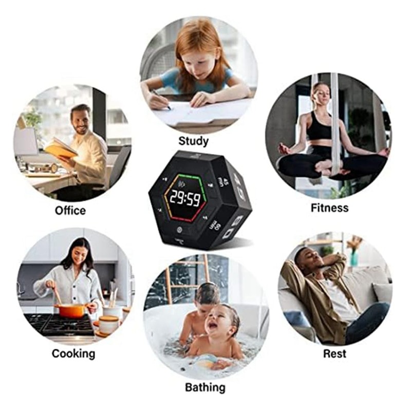 1 Piece Pomodoro Productivity Black Plastic Time Management Tool 3,