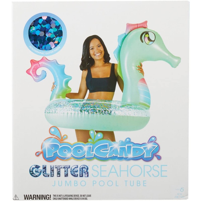 Miller's Emporium PoolCandy Inflatable Glitter Seahorse Pool Tube Float 42