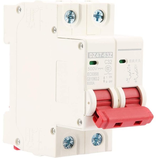 DC Circuit Breaker, DC Isolator Switch DZ47-63Z-2P 500V 32A for