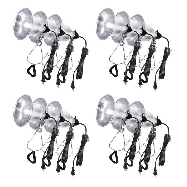 Simple Deluxe HIWKLTCLAMPLIGHTSX12 12-Pack Clamp Lamp Light with 5.5 Inch Aluminum Reflector up to 60 Watt E26/E27 (no Bulb Included) 6 Feet 18/2 SPT-2 Cord, Silver
