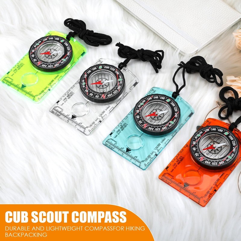 YUFFQOPC 4pcs Compass Navigation,Orienteering Compass,Baseplate Compass with Adjustable Declination,Magnifier,Ruler,Scale,Multifunctional Orienteering