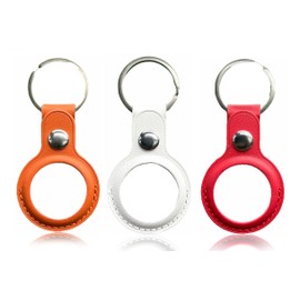 TMSWorkshop Leather Protective Case For AirTag 2021, Layer Skin Cover Portable Protector Case with key ring Full Protective Leather Accessories For Airtag (Red)