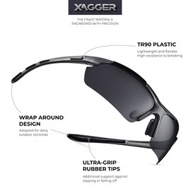 Xagger Polarized Sports Sunglasses for Men Women Wrap Around UV400 Running Baseball Softball Cycling Golf Hiking Fishing Driving Glasses