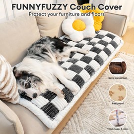 FUNNY FUZZY Pet Couch Covers for Sofa, Couch Covers for Dogs Washable Dog Couch Cover Protector Cream-Colored Furniture Sofa Covers for Dog Handmade Pure Cotton Pet Bed Mat (Black, 27.6"×70.9")