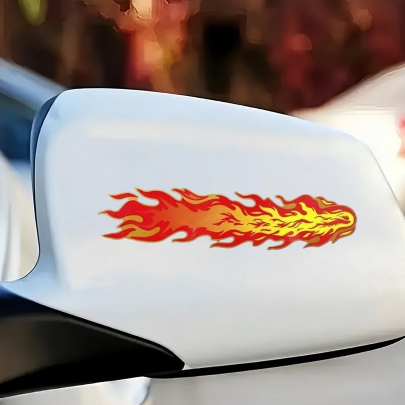 Flame Car Sticker, Red and Yellow Fire Design, Waterproof Vinyl,