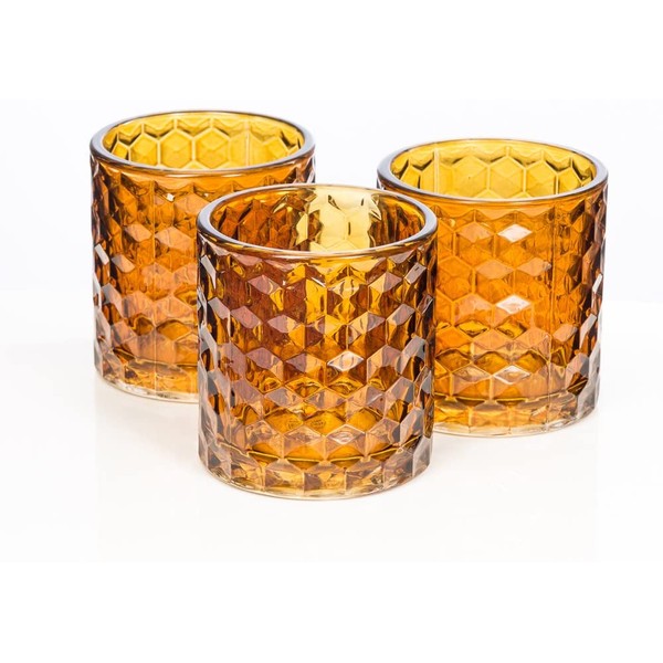 Richland Amber Chunky Honeycomb Glass Votive & Tealight Candle Holder Set of 48