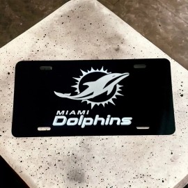 Unbranded Miami Dolphins Football Team Fan Aluminum Laser Engraved Front License Car Tag