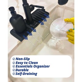 Premium Silicone Kitchen Sink Splash Guard – Anti-Slip, Heat Resistant, Waterproof Sink Protector, Versatile Faucet Guard & Draining Mat, Kitchen Essentials, Kitchen Accessories (Black, Regular)