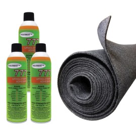 Polymat 10ft x 45" Charcoal+ 3 777LV CANS Spray Glue Multipurpose Mat use comp w/Carpeting Subwoofers DIY Projects Shelf Lining Toolbox Lockbox Closet mat Cat Dog Pet Food Area School Classroom