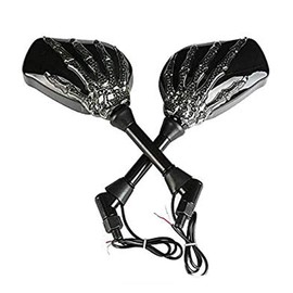 OKSTNO LED Skull Skeleton Hand Claw Side Mirrors Rearview Mirrors With Turn Signals For Motorcycle with 8mm 10mm Thread Bolts, Left & Right