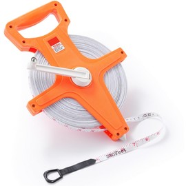 Open Reel Tape Measure 100m - Extra Long Metric & Imperial Measuring Wheel with Dual-Sided Scale for Land Surveying, Construction & Carpentry | Durable PVC Fibreglass Tape & ABS Case