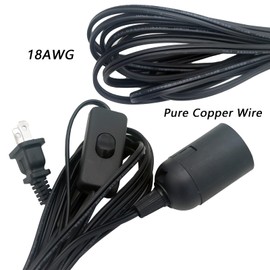 Odlamp Pendant Light Cord Switch: 2pcs 14.7ft 18AWG E26 - Hanging Lamp Cord with Plug for Pendant Lights Bulb Lamp DIY Replacement (14.7ft Switch Near The Plug 2pcs)