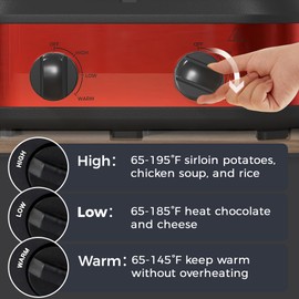 Double Slow Cooker, 2 x 1.25 QT Portable Small Dual Crock Cooker, Buffet Servers and Warmers Dishwasher Safe, Removable Ceramic Pot Glass Lid, Stainless Steel Red