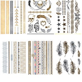 TE-Trend 10 Sheets Body Tattoo Sticker Skin Jewellery Bracelet Ankle Band Fashion Jewellery Carnival Fancy Dress