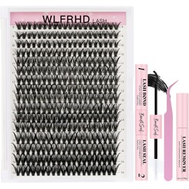 Lash Extension Kit 320PCS Eyelash Clusters DIY Eyelash Extension Kits Individual Lashes Natural Lash Clusters Kit with Bond and Seal, Eyelashes Remover and Tweezer