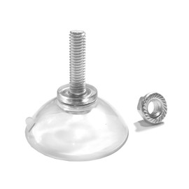 Strong Transparent Clear PVC M6 Extended Thread Long Screw Suction Cup Hook with Nut, Diameter 4.4 cm, Screw Length 2.2 cm (Pack of 12, L-M6-D44-LOCK NUT)