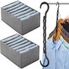 BDSHUNBF 2 Pack Clothes Drawer Organisers, with Hanger Hook, 7