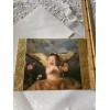 Vtg Christmas Card Angel UNUSED Real photo Baby Gold wings