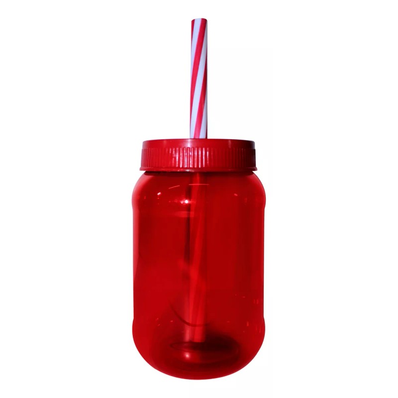 Termo Cilindro Jar Reusable Termo Neón Popote 50 Piezas 500ml