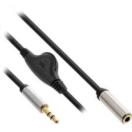InLine 99253B Slim Audio Cable Jack 3.5 mm M/F with Volume Control 0.25 m