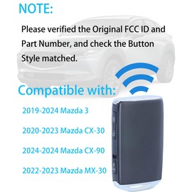 Smart Key for Mazda 2020-2024, Alliskeys Proximity Key Fob Replacement for Mazda 3 CX-30 CX-50 CX-90 MX-30 WAZSKE11D01 BCYN-67-5DYB