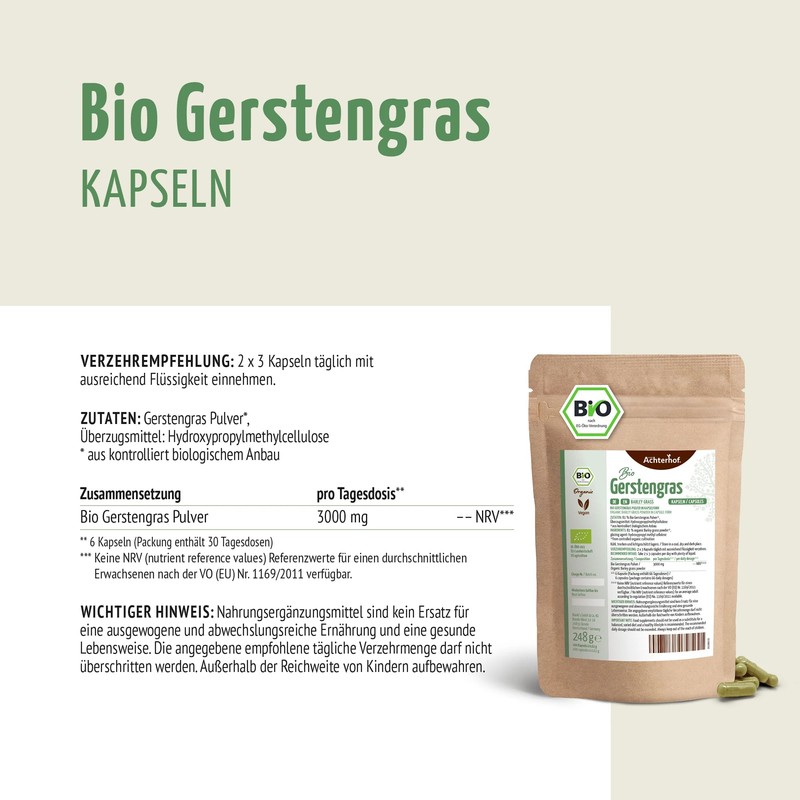 Barley Grass Capsules Organic Refill Pack of 400 | 3000